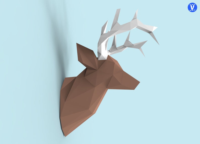 Deer Head Papercraft PDF Pack - 3D Paper Sculpture Template with Instructions - DIY Wall Decoration - Animal Trophy image 4