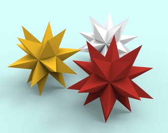 Spiked Star Papercraft PDF Pack - 3D Paper Sculpture Template with Instructions - DIY Decoration