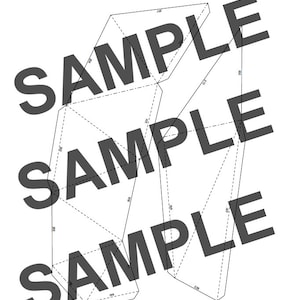 May include: A black and white line drawing of a deer head papercraft template. The template is labeled with numbers and includes fold lines and tabs for assembly. The text "SAMPLE" is repeated three times over the template.