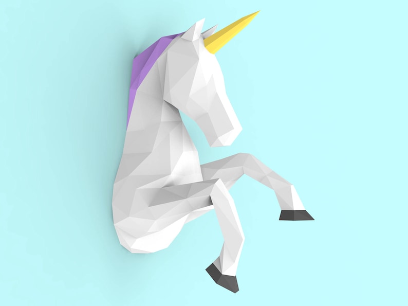 Unicorn Papercraft PDF Pack 3D Paper Sculpture Template with Etsy