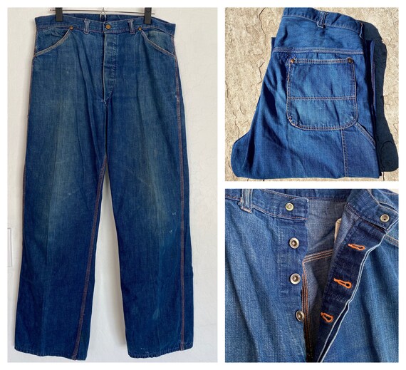 40s/ 50s Sanforized Denim Dungarees/ Jeans, Donut