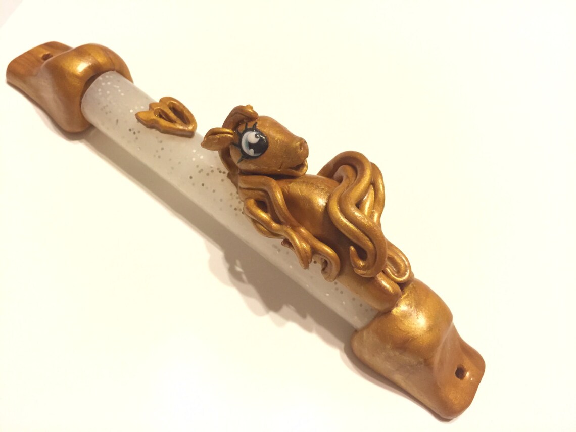 Custom handmade Children Mezuzah case with Pony Horse. Made Etsy