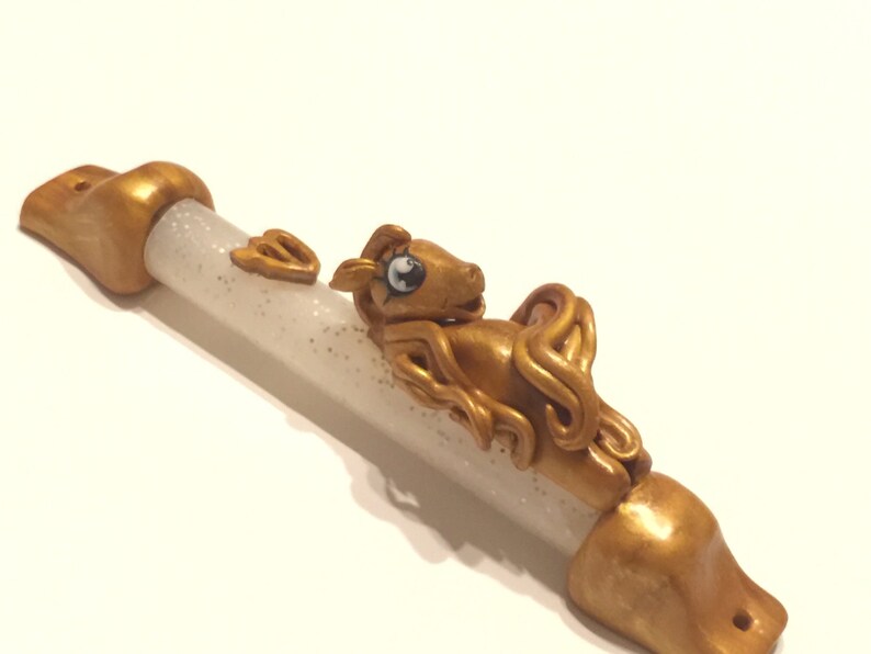 Custom handmade Children Mezuzah case with Pony Horse. Made Etsy