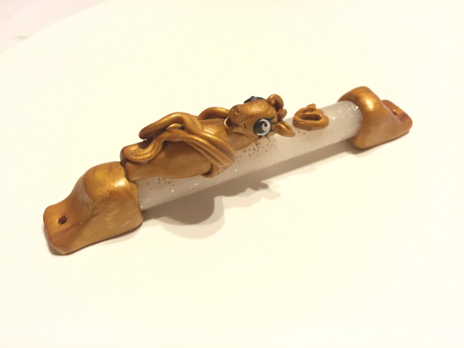 Custom handmade Children Mezuzah case with Pony Horse. Made Etsy