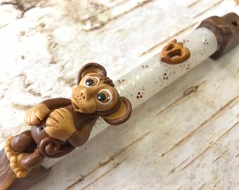 Custom Handmade Glass Mezuzah Case. with Monkey Animals Made for Children Kids, Nursery, Baby Shower, Birthday, Jewish Gift Judaica Hanukkah