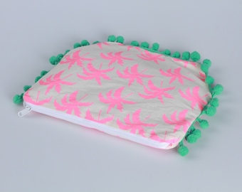 Bag of palm trees, Makeup bag, Waterproof toiletry bag, Cosmetic bag, Gift for her, Waterproof case, palms Makeup Bag, pink palm trees bag