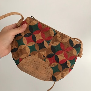 Bolso de corcho vegano, bolso pintado, bolso de corcho de hombro, bandolera de corcho, bolso ecológico, cartera de corcho, regalo navidad