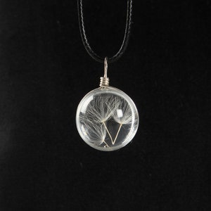 Good luck necklace, Dandelion seed necklace, Dandelion pendant, pressed flowers jewelry, nature, unique jewelry, Necklace of dandelion seeds