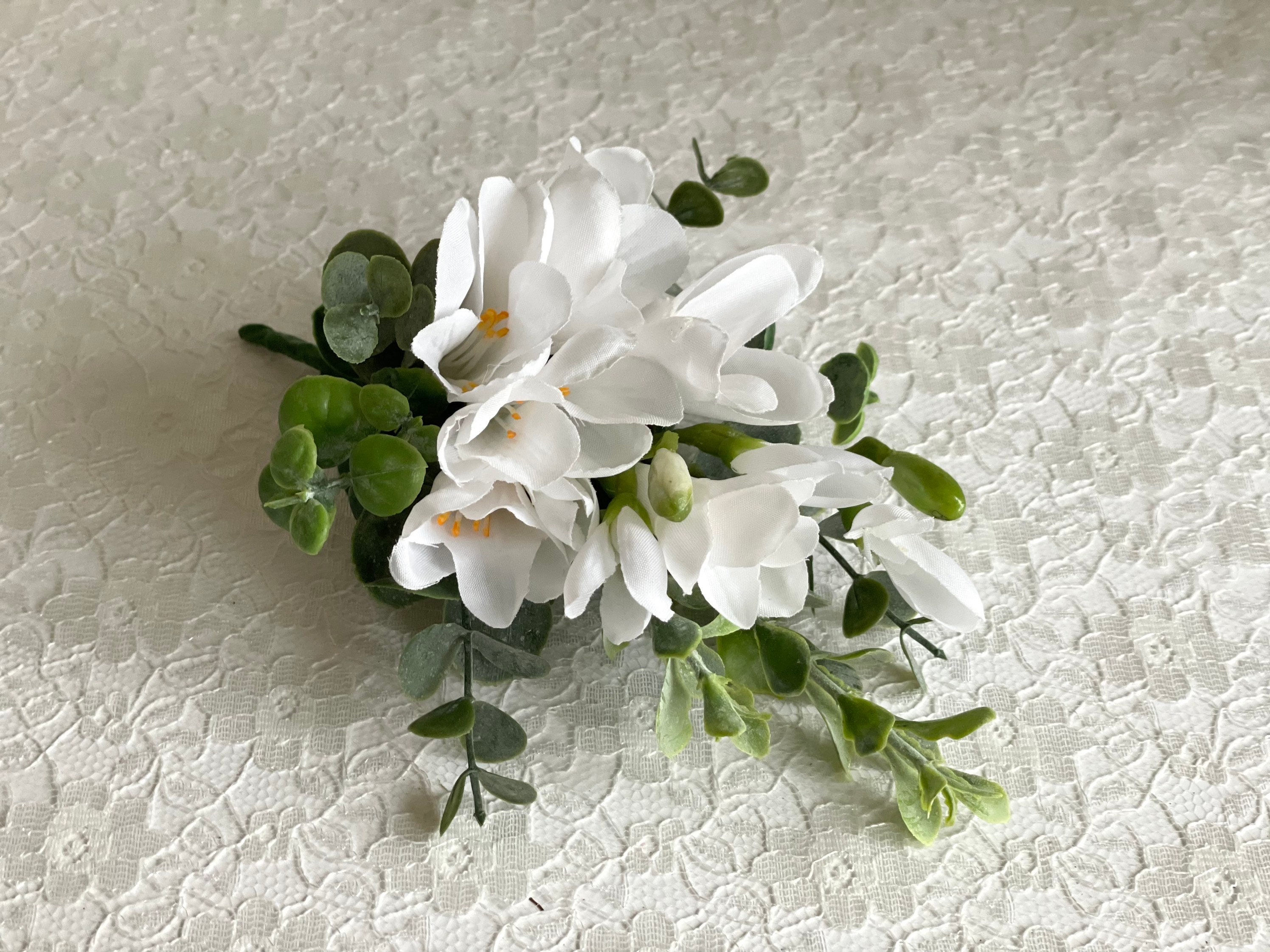 Freesia blanc et verdure soie veste de fleur de mariage - Etsy France
