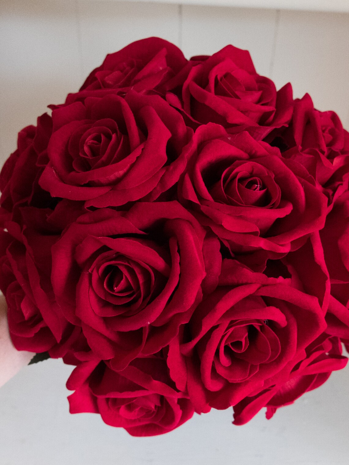 Red rose silk wedding bouquet. Etsy