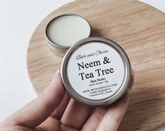 Neem and Tea Tree Skin Butter, Neem balm, tea tree balm, dry skin balm, Skin care, lavender balm, insect bites, dry skin, sunburn