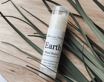 Earth Hand Butter, hand lotion, hand cream, eucalyptus hand cream, natural moisturizer, patchouli hand lotion, travel size cream, dry skin