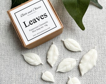 Little Box of Leaves Mini Soap, leaf soap, soap favors, wedding favors, leaf favors, soap leaves, plant soap, bridal shower favors