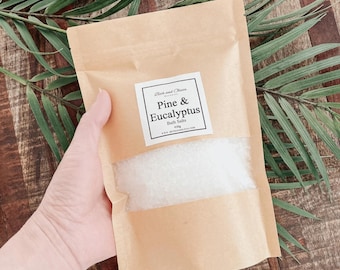 Pine & Eucalyptus bath salts 450g, wellness, menthol bath salt, Epsom salt, Dead Sea salt, bath salts, essential oil bath salts, bath soak