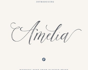 Amelia Font – Wedding Font, Script font, Handwritten Font, Modern font, Canva, Templett Font, Corjl Font, Cricut font, Font, BlessedPrint