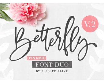 BetterFly Font – Font Duo, Modern font, Instant Download, Embroidery Font, Handwritten Font, Script Font, OTF, TTF, PUA BlessedPrint.