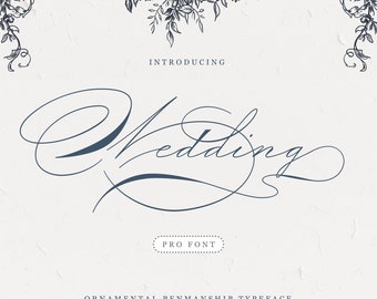 Wedding Font – Wedding Font, Script Font, Spencerian Font, Calligraphy Font, Retro Font, Handwritten Font, OTF, TTF, PUA BlessedPrint.