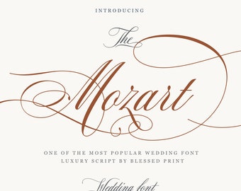 Mozart Font – Script Font, Wedding Font, Font, Cricut Font, Elegant Font, Wedding Calligraphy, Formal Script, OTF, TTF, Font BlessedPrint.