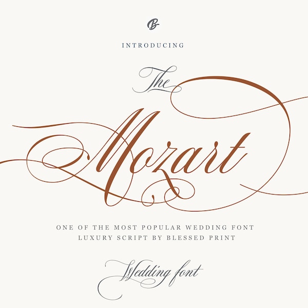 Mozart Font – Script Font, Wedding Font, Font, Cricut Font, Elegant Font, Wedding Calligraphy, Formal Script, OTF, TTF, Font BlessedPrint.