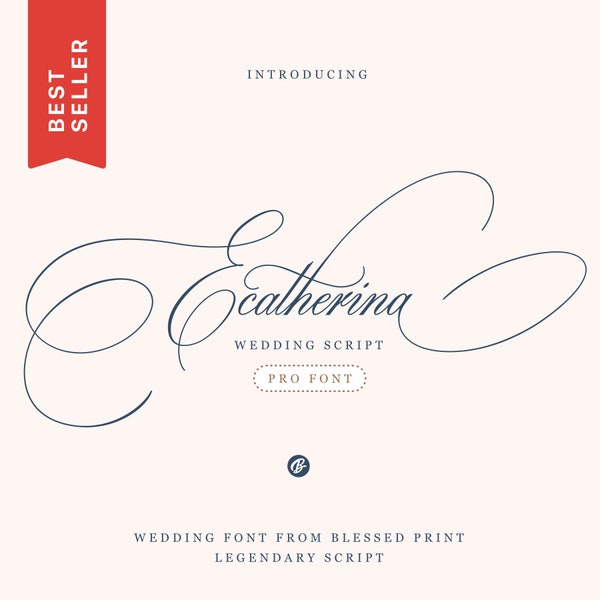 Ecatherina font – Wedding Font, Handwritten Font, Script Font, Cursive font, Cricut font OTF, TTF, PUA, BlessedPrint.