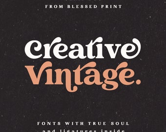 Creative Vintage Font – Retro Alphabet Font, Retro Serif Font, 70s font, old english font, retro script, font with tails, modern font