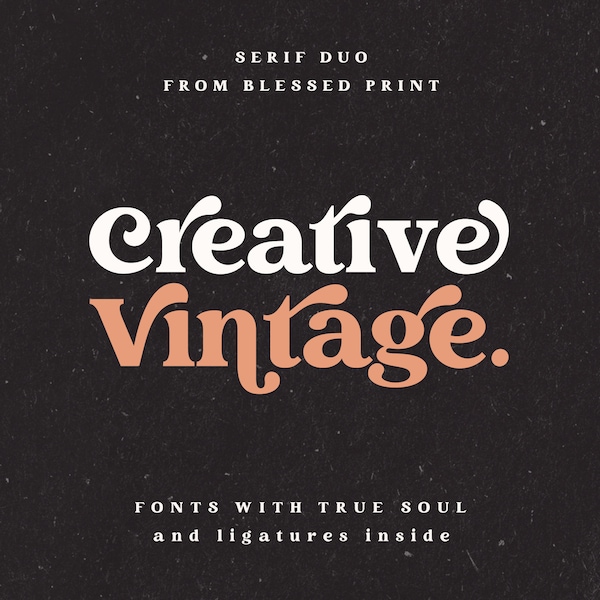 Creative Vintage Font – Retro Alphabet Font, Retro Serif Font, 70s font, old english font, retro script, font with tails, modern font