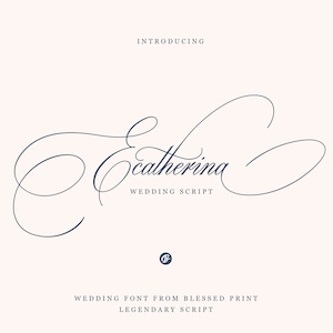 Ecatherina – wedding font, calligraphy font, italic font, Cricut font, Blessed Print, retro, handwritten font, wedding font for invitations.