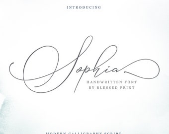 Sophia Font – Modern font, Handwritten Font, Wedding Font, Wedding Script, Elegant Font, Stunning font, OTF, TTF, PUA BlessedPrint.