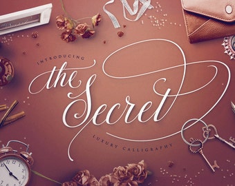 The Secret Font – Script font, Luxury calligraphy, Handwritten Font, Swashes, Wedding Font, Modern Font, Cricut font, PUA BlessedPrint.