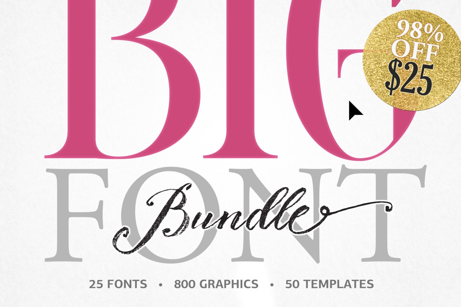 Big Bundle By Blessedprint 25 Fonts 800 Watercolor Graphics Etsy