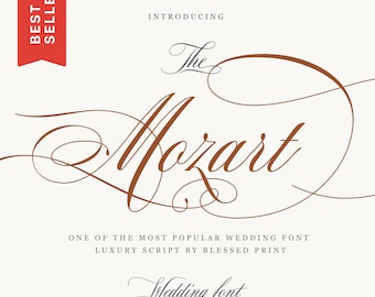 Mozart Font– Wedding Font, Font, Script Font, Cricut Font, Stunning Font, Wedding Calligraphy, Formal Script, OTF, Font, BlessedPrint.