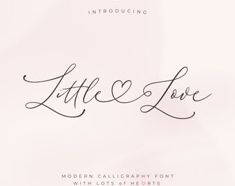 Little Love  – Handwritten Font, Calligraphy Font, Heart Font, Wedding Font, Swashes, Templett, Corjl, Lovely font, OTF, TTF BlessedPrint.
