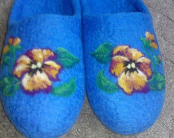 Pantofole in feltro Pantofole da donna Scarpe da casa da donna Pantofole blu Pantofole di lana Viole Regalo per le donne