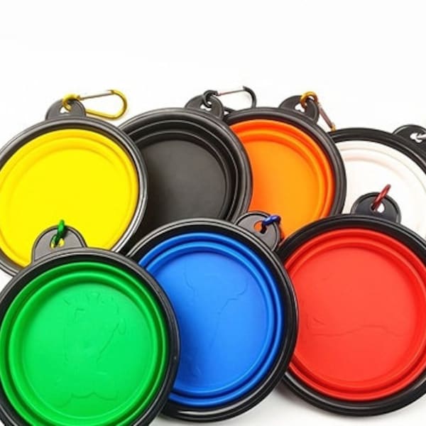 Dog Portable Collapsible Silicone Water/Food Bowl Keychain Attachable