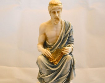 Plato, Platon Ancient Greek philosopher alabaster sculpture statue clr