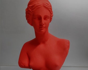 Aphrodite Goddess red sculpture bust quality artifact