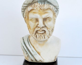 Ancient Greek Pythagoras philosopher Mathematician sculpture bust