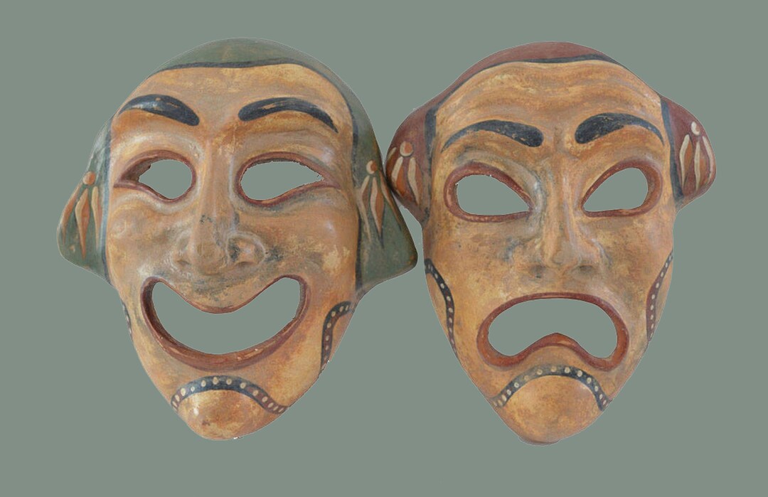 Ancient Greek Theatrical Commedy Tragedy Mask Set Quality - Etsy