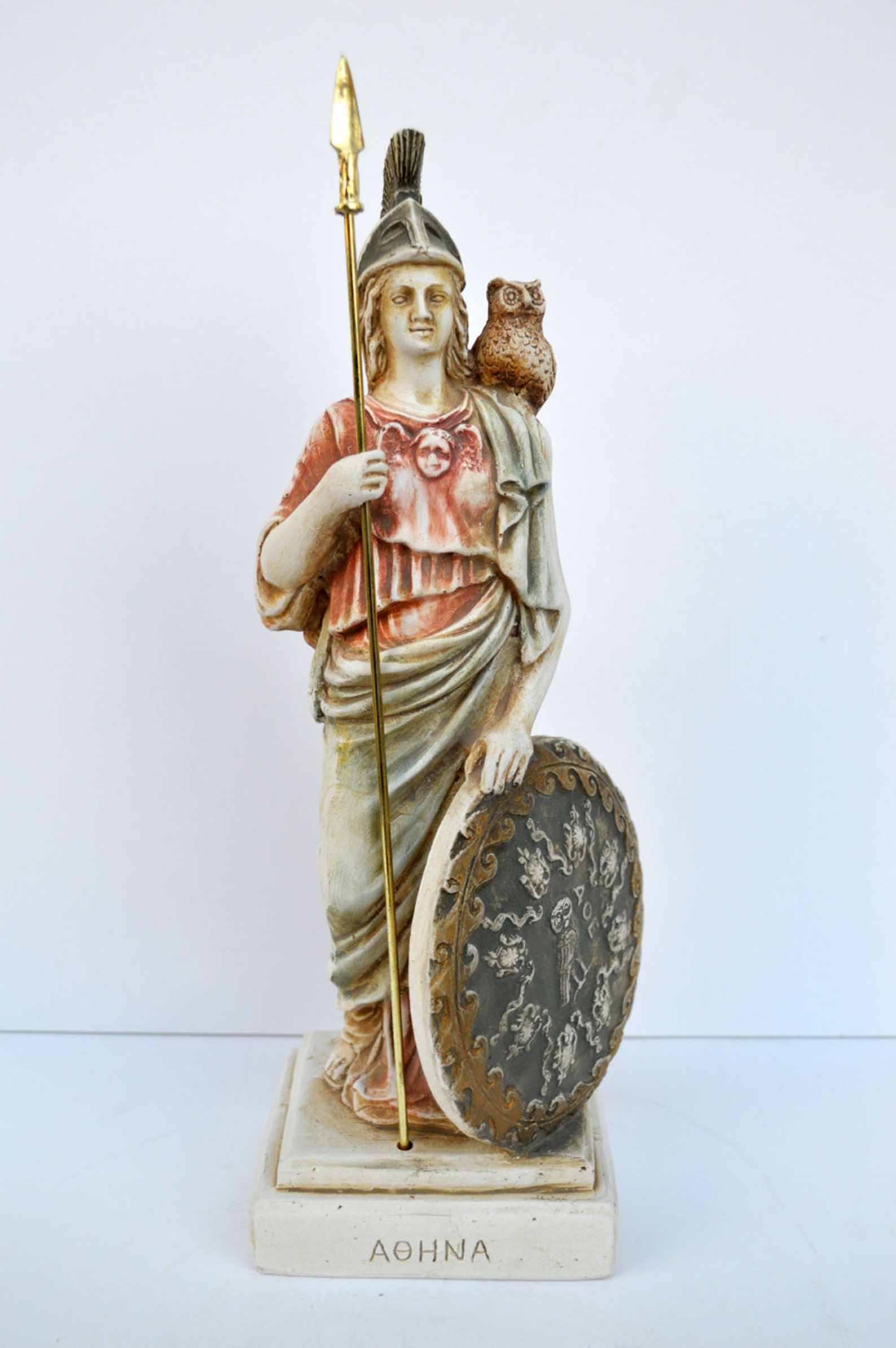 Athena avec hibou déesse de la sagesse antique grec sculpture Etsy