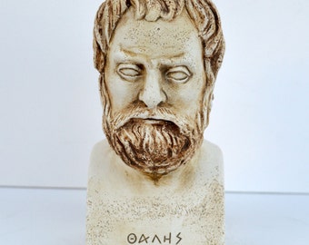 Ancient Greek first philosopher Thales of Miletus sculpture bust artifact