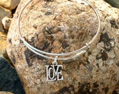 Love Letters Charmed Bracelet - Expandable Silver Bangle Bracelet