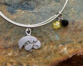 Iowa Hawkeye - Expandable Silver Bangle Bracelet