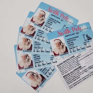 Cartes d'identité du père Noël, Permis de conduire, Noël, 2023, Noël, livraison gratuite