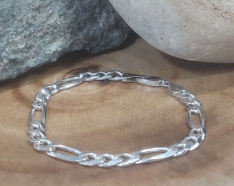 Sterling Silver 925 Chain Link Bracelet, 8" Long, 2.7 mm Wide, Solid Silver