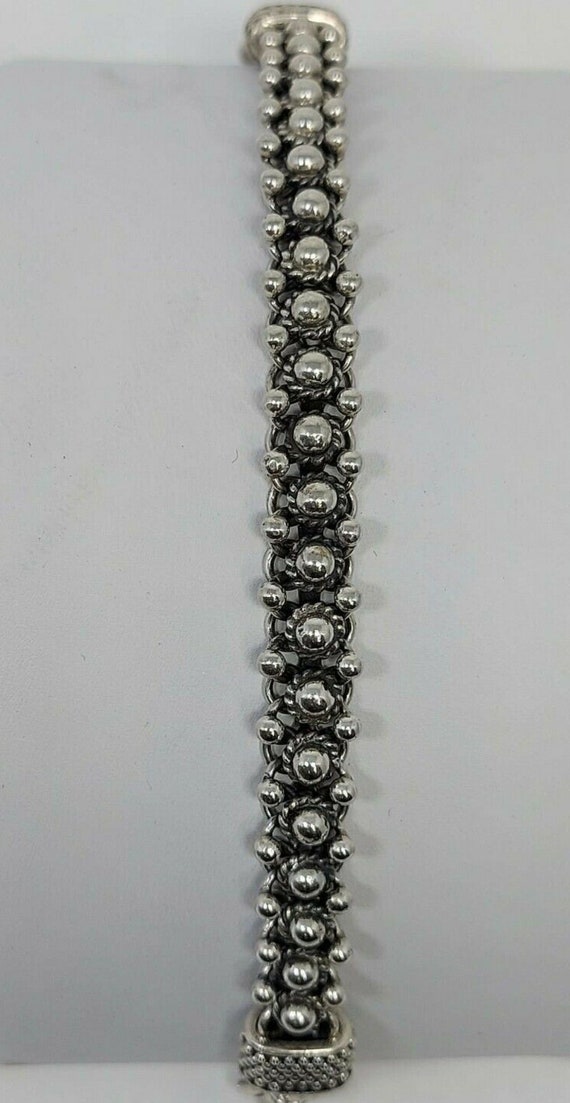 925 Solid Sterling Silver Beaded Link Bracelet - image 4