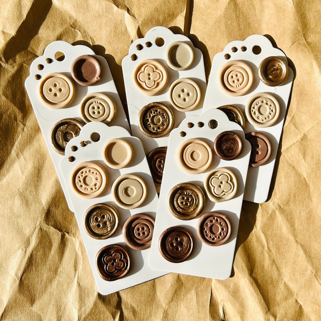 Buttons & Dots Mini Wax Seal Sticker Set Shades of Coffee Brown Taupe