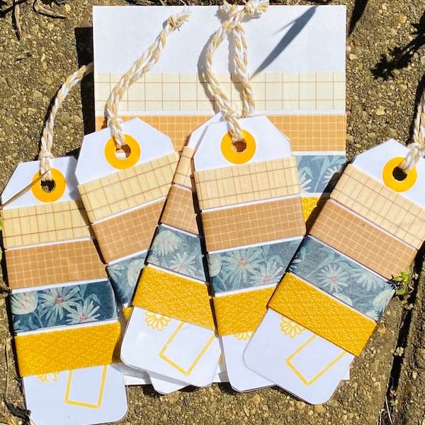 Daisy yellow grid washi tape card | yellow tan washi tape set