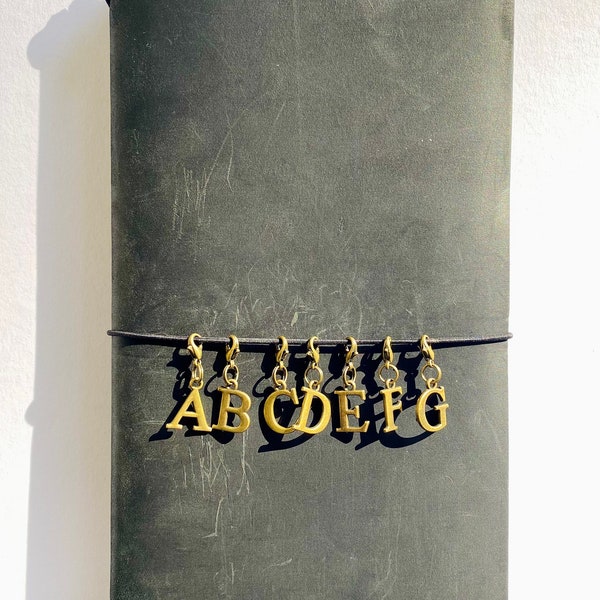 Antique Bronze Alphabet Letter travelers notebook charms | upper case A through Z serif font