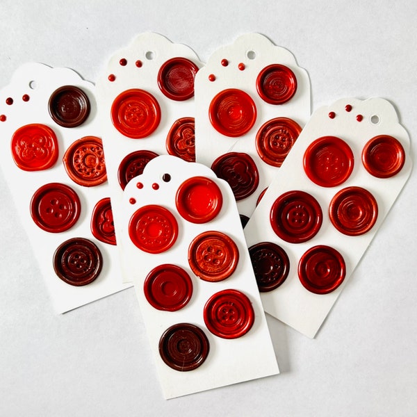 Buttons & Dots mini wax seal sticker set | shades of red cherry ruby pre-made self-adhesive wax seals