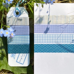 Forget Me Not blue grid washi tape card | periwinkle blues washi tape set